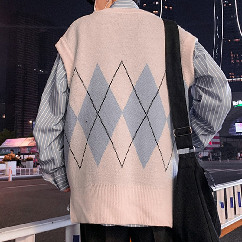 Knit Vest for Students, Trendy V-Neck Sweater Top