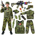 Metemot Kids Army Costume for Boys Military Soldier with Toys