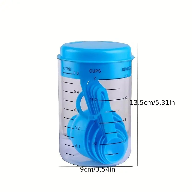 Colorful Plastic Measuring Cups and Spoons Kitchen Set