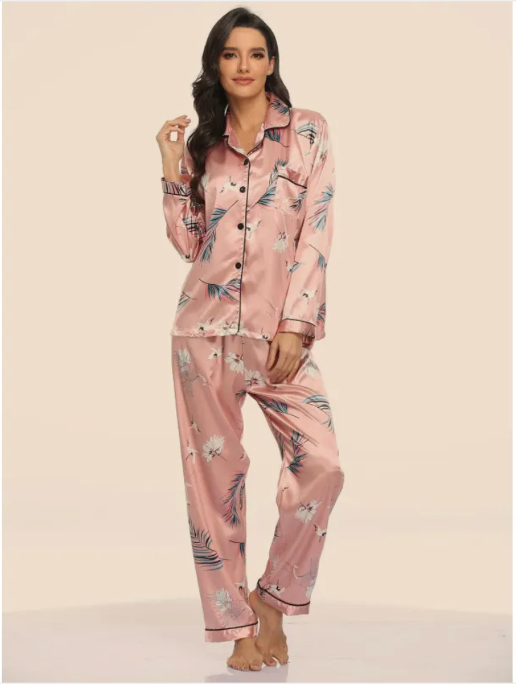 Women's Stretch Satin Two-Piece Pajama Set