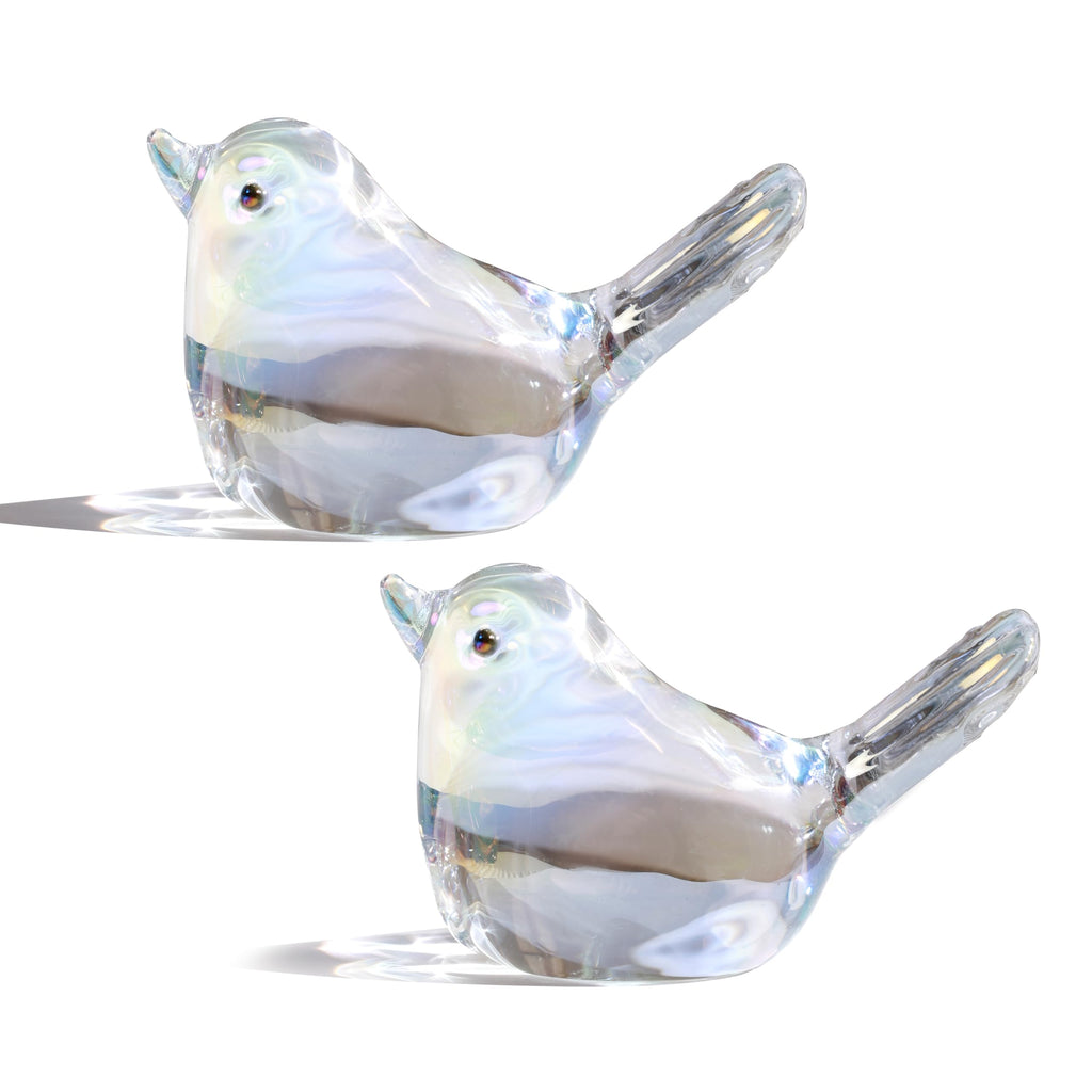 Handmade Blown Glass Birds Figurines - Set of 2