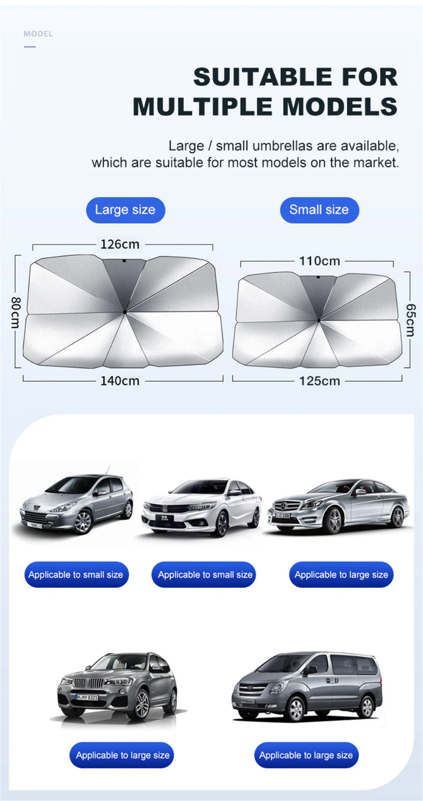 57" Umbrella Windshield Sun Shade - Foldable