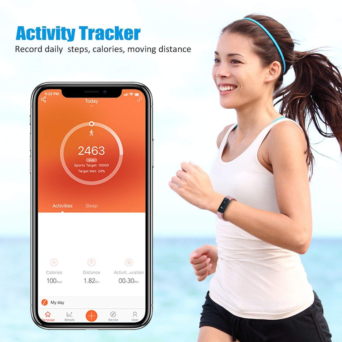 SmartFit Slim Activity Tracker and Monitor Smart Watch with Free Extra