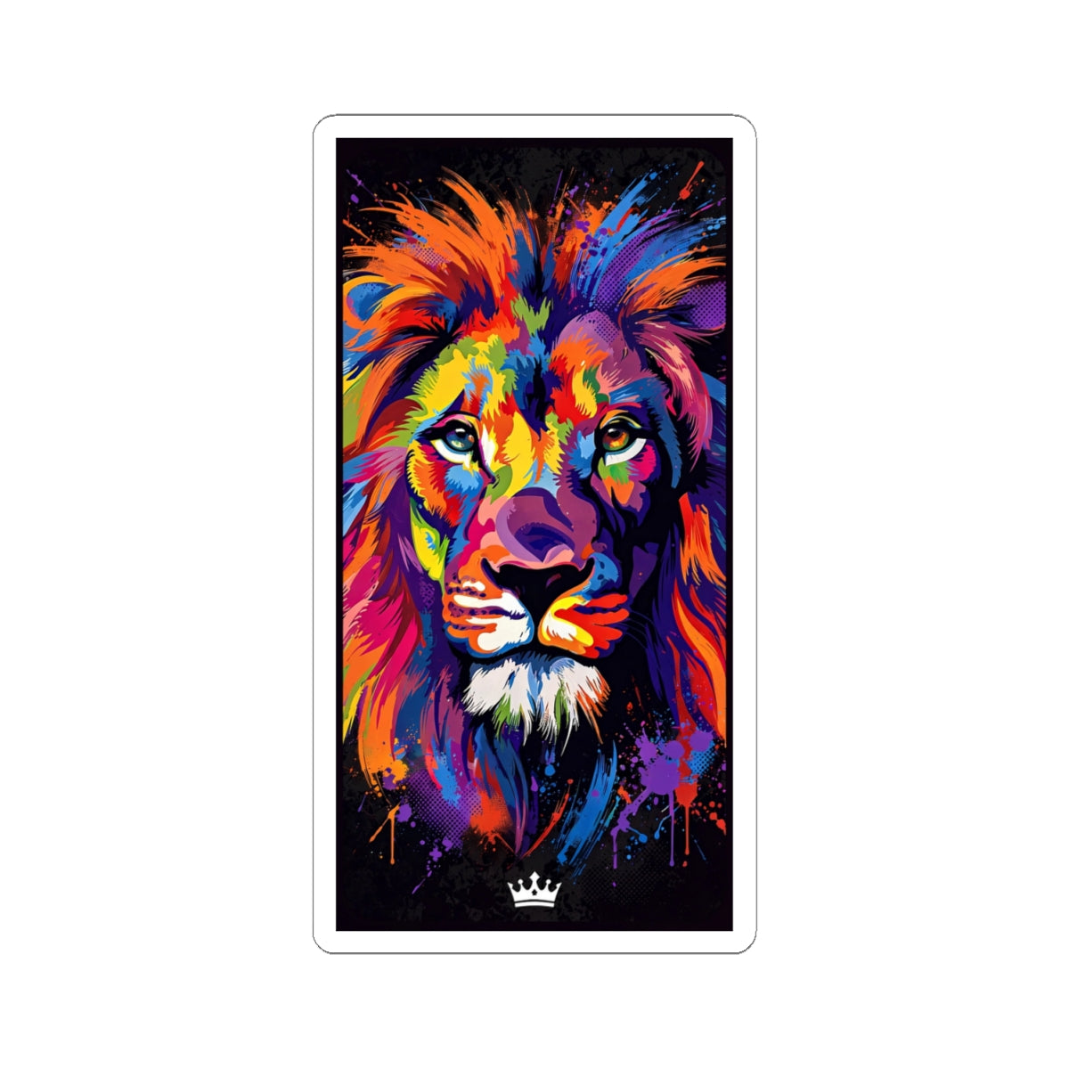 Colorful Lion Portrait Kiss-Cut Sticker
