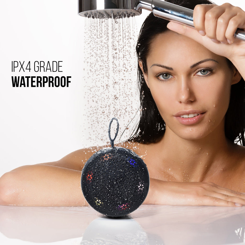 RISEBASS Waterproof Bluetooth Shower Speaker with LED Light & Hands-Free