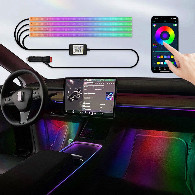 4-in-1 LED Car Footwell Lights - App Control Interior Ambient Light Kit
