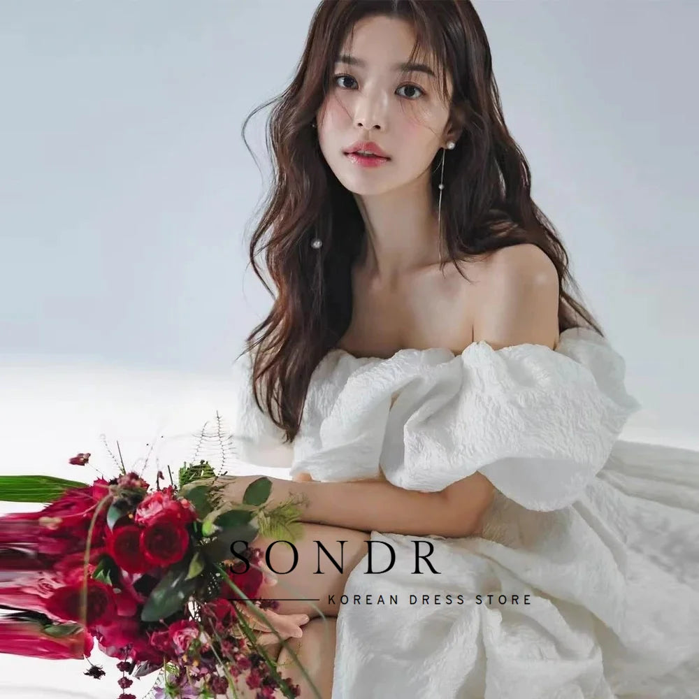 Sondr Sexy Off Shoulder High Low Wedding Dresses Short Front Long Back Korea PhotoShoot Corset Back Bridal Gown Customized