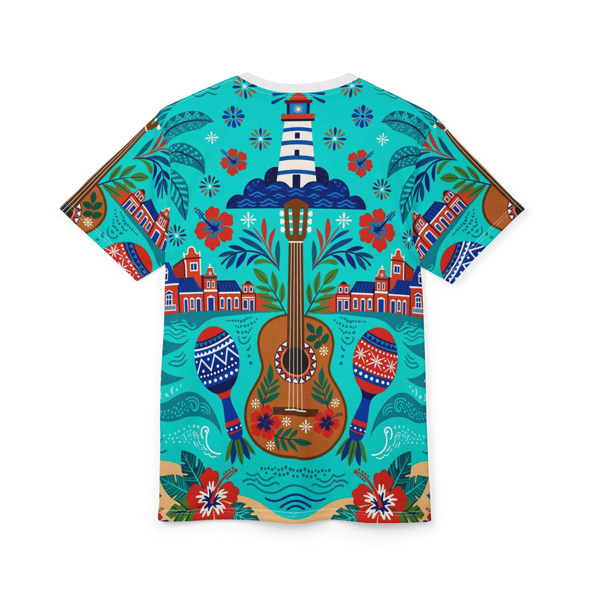 Dominican Republic Guitar & Maracas All-Over Print T-Shirt