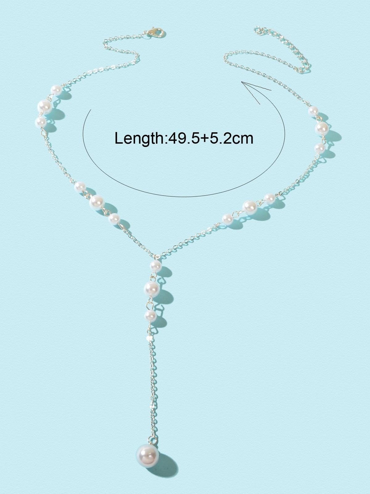 Pearl Decoration Long Gold Chain Y Shape Pendant Clavicle Necklace