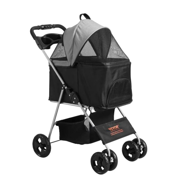 VEVOR 4-Wheel Pet Stroller with Brake, up to 35 lbs