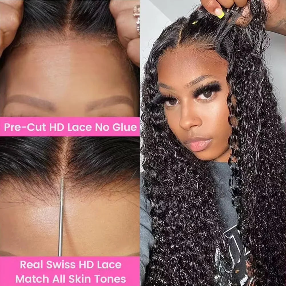 Deep Wave Human Hair 13x4 13x6 HD Lace Front Wig 7x6 Pre Plucked For