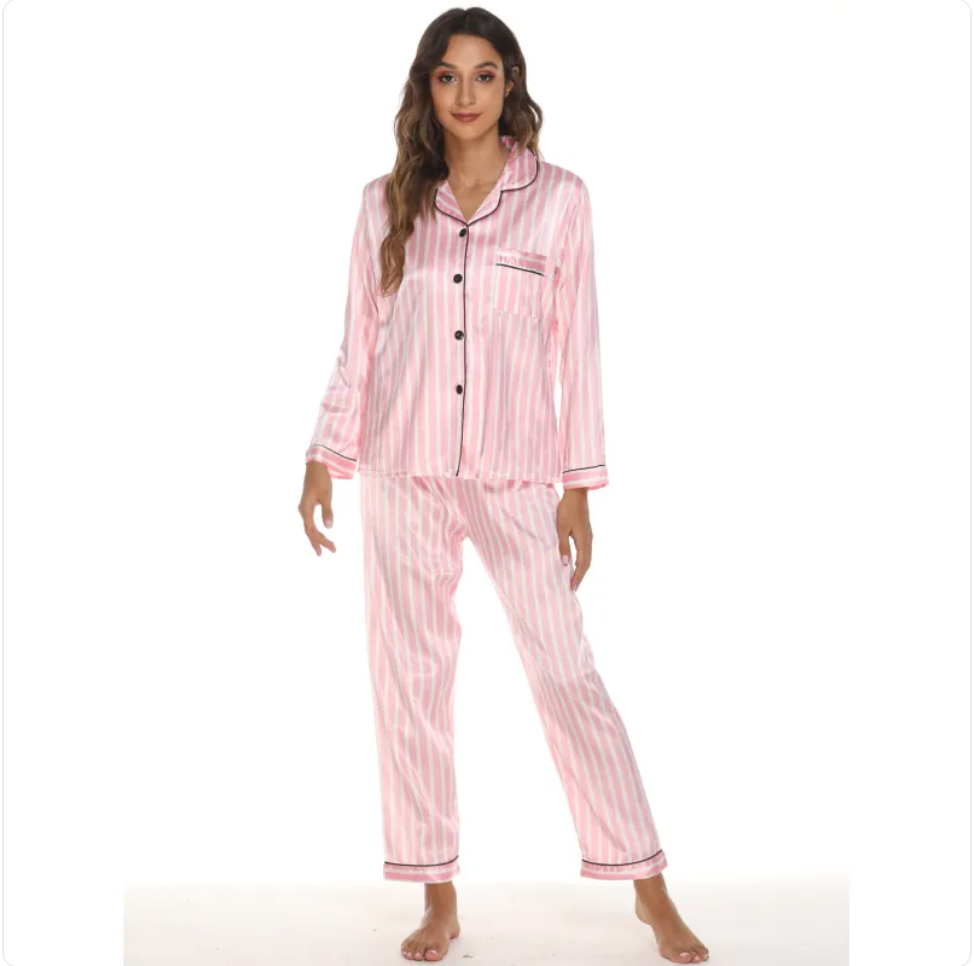 Women's Stretch Satin Two-Piece Pajama Set
