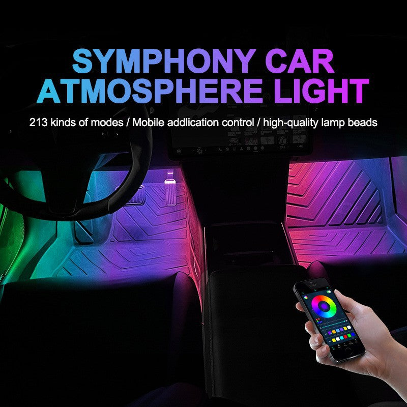 4-in-1 LED Car Footwell Lights - App Control Interior Ambient Light Kit