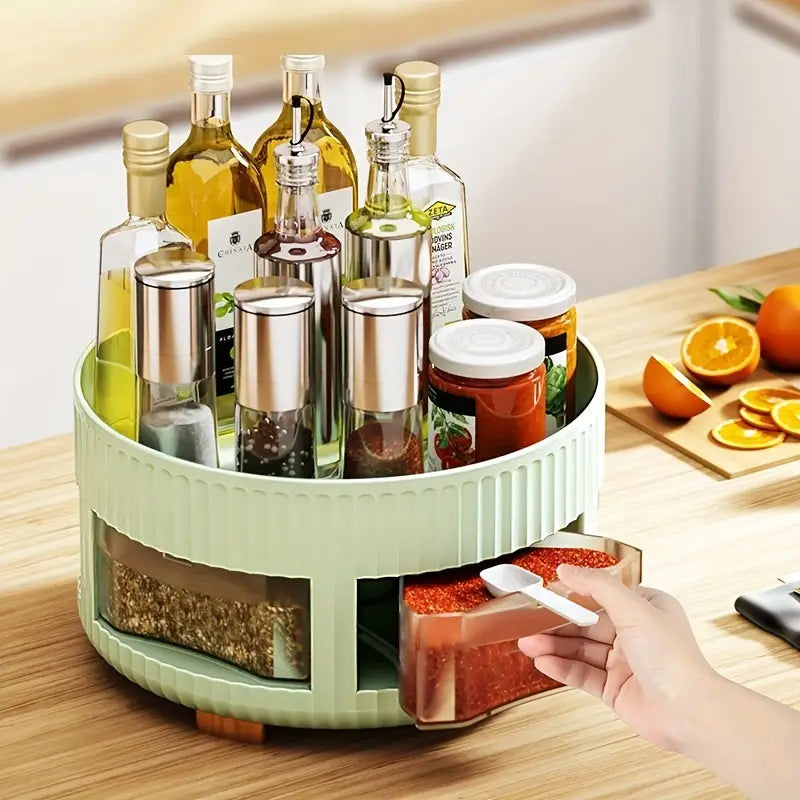 Rotatable 360 Spice Rack and Storage Organizer