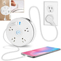 Retractable Power Strip, 6ft Cord, Surge Protector with 4 Outlets & 2 USB (White)