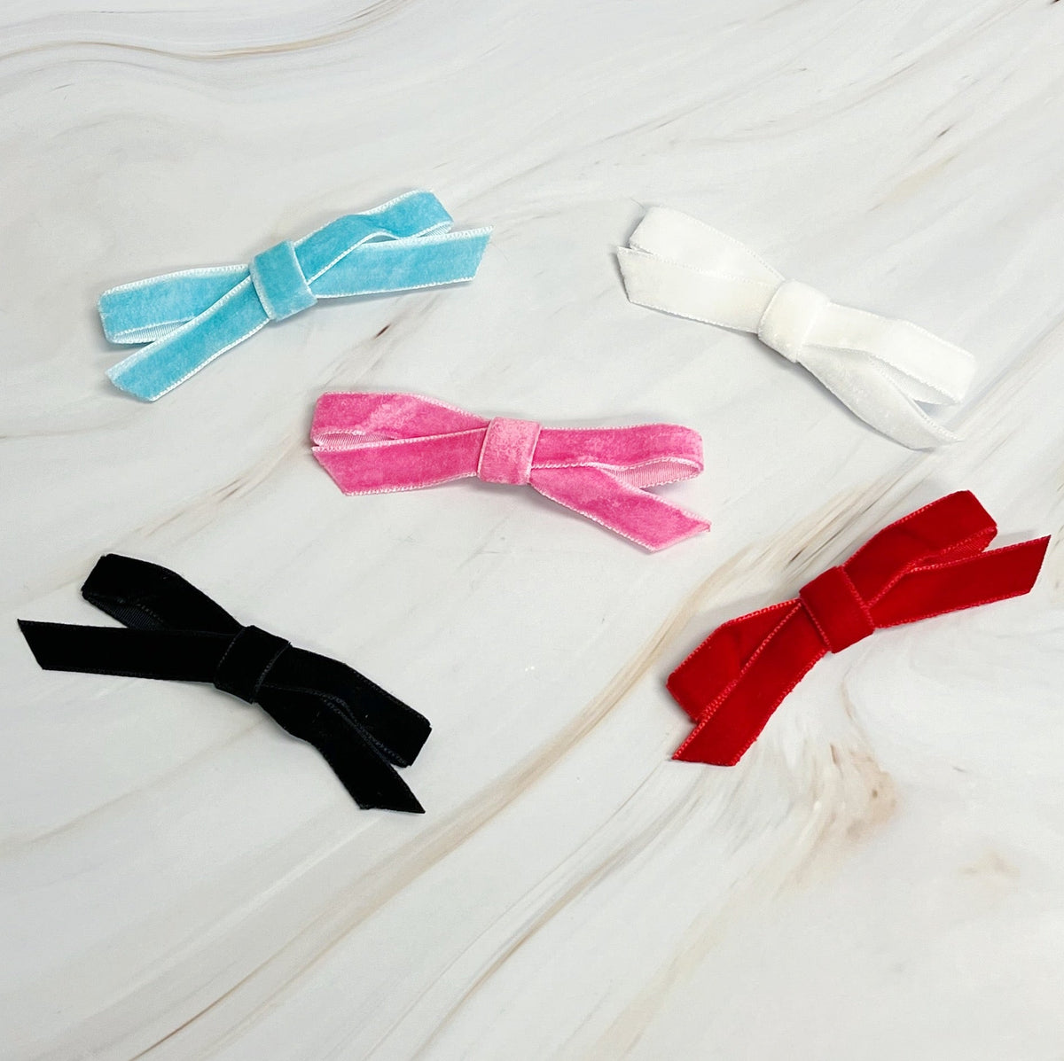 Adorable Velvet Bow Hair Clip Set Of 5