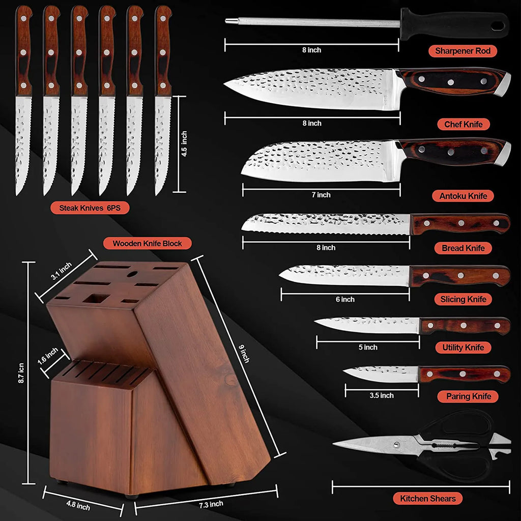 15-Piece Stainless Steel Kitchen Knife Set