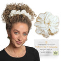 Mulberry Silk Scrunchies, Extra Large, Anti-Breakage (White, XL)