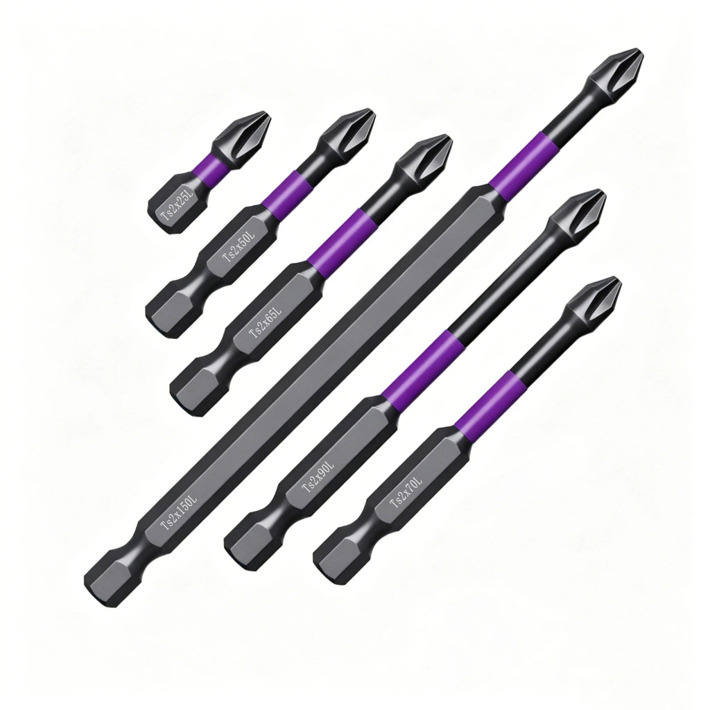 6PCS Magnetic Phillips Screwdriver Drill Bit Set - Anti-Slip, Shock-Absorbent, Compatible with Impact & Electric Screwdrivers