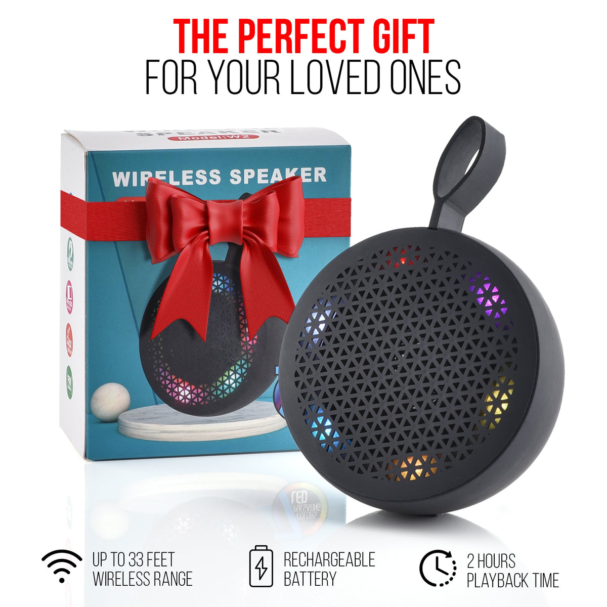 RISEBASS Waterproof Bluetooth Shower Speaker with LED Light & Hands-Free