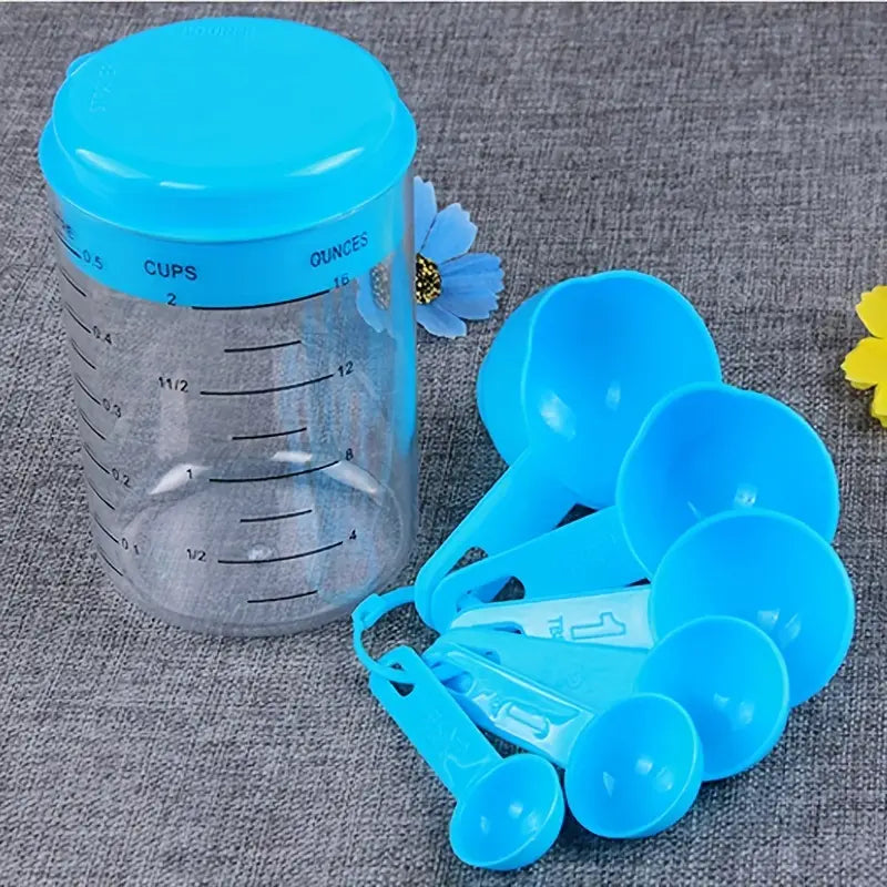 Colorful Plastic Measuring Cups and Spoons Kitchen Set