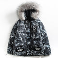 Men's Oversized Blue Camouflage Winter Jacket