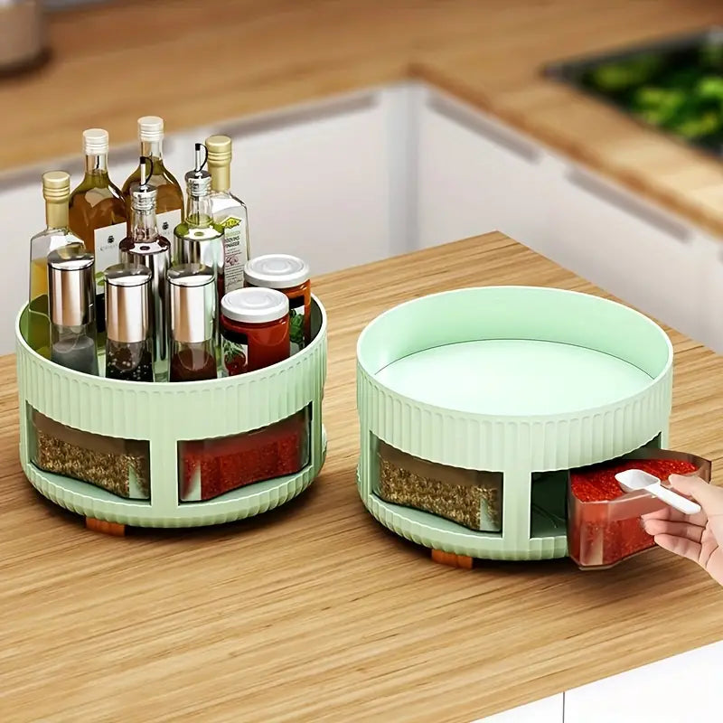 Rotatable 360 Spice Rack and Storage Organizer