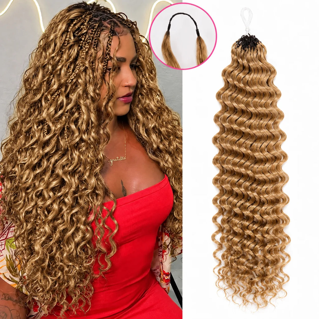 Deep Wave Crochet Hair #27 Color Human Extensions Feather Miracle