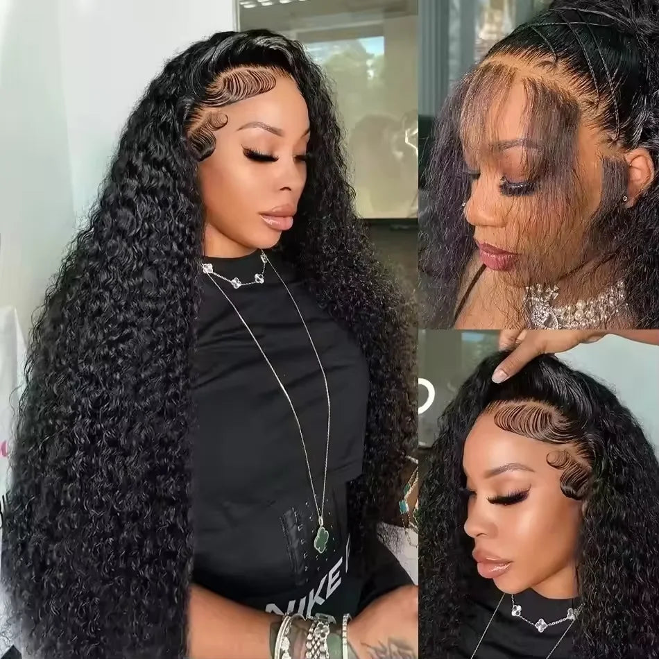 Deep Wave Human Hair Front Wig 13x4 13x6 7x6 HD Lace 40 42 Inches