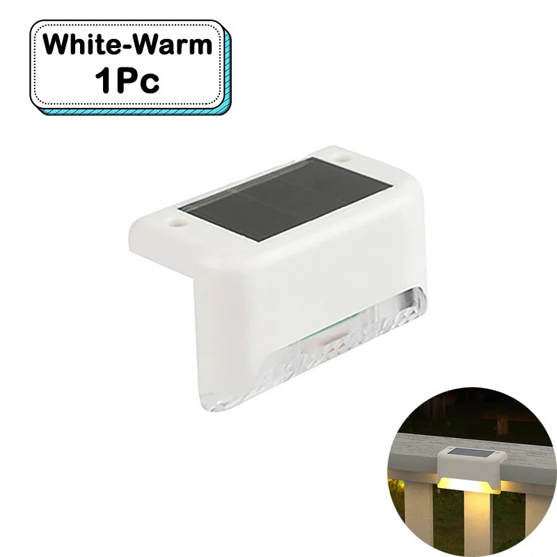 Outdoor Solar Step Lights Warm White LED Waterproof Stair Path Lighting for Garden Patio Fence Balcony Decoration Solar Power