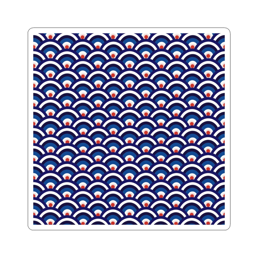 Patriotic Red White and Blue Scallop Pattern Kiss-Cut Sticker