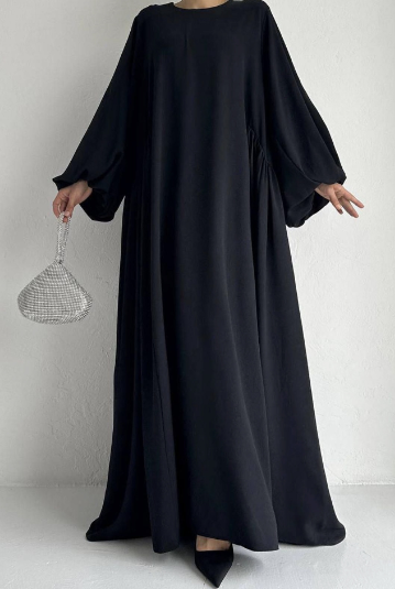 Solid Bishop Sleeve Kaftan Dress