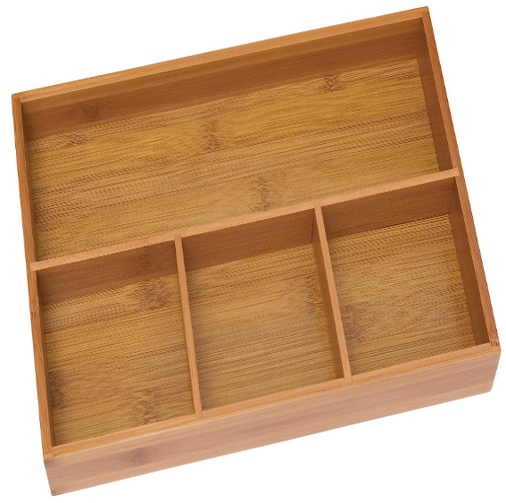 Bamboo Desktop Organizer with Four Compartments (One Piece)