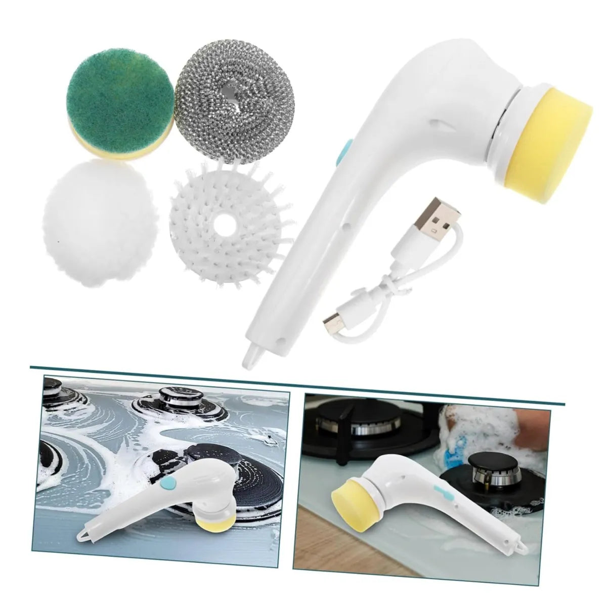 5-In-1 Handheld Electric Spin Scrubber Cleaning Brush