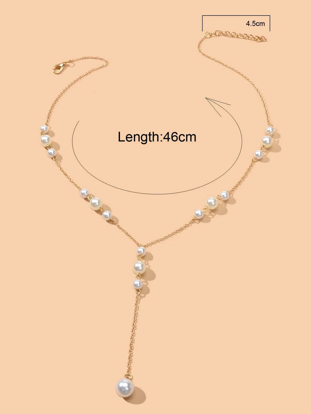 Pearl Decoration Long Gold Chain Y Shape Pendant Clavicle Necklace