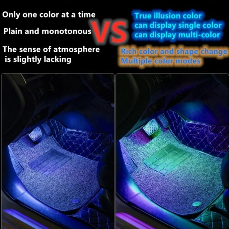 4-in-1 LED Car Footwell Lights - App Control Interior Ambient Light Kit