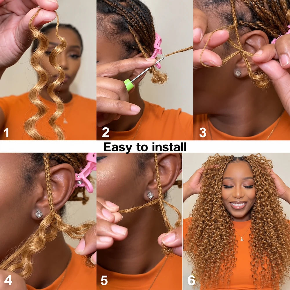 Deep Wave Crochet Hair #27 Color Human Extensions Feather Miracle
