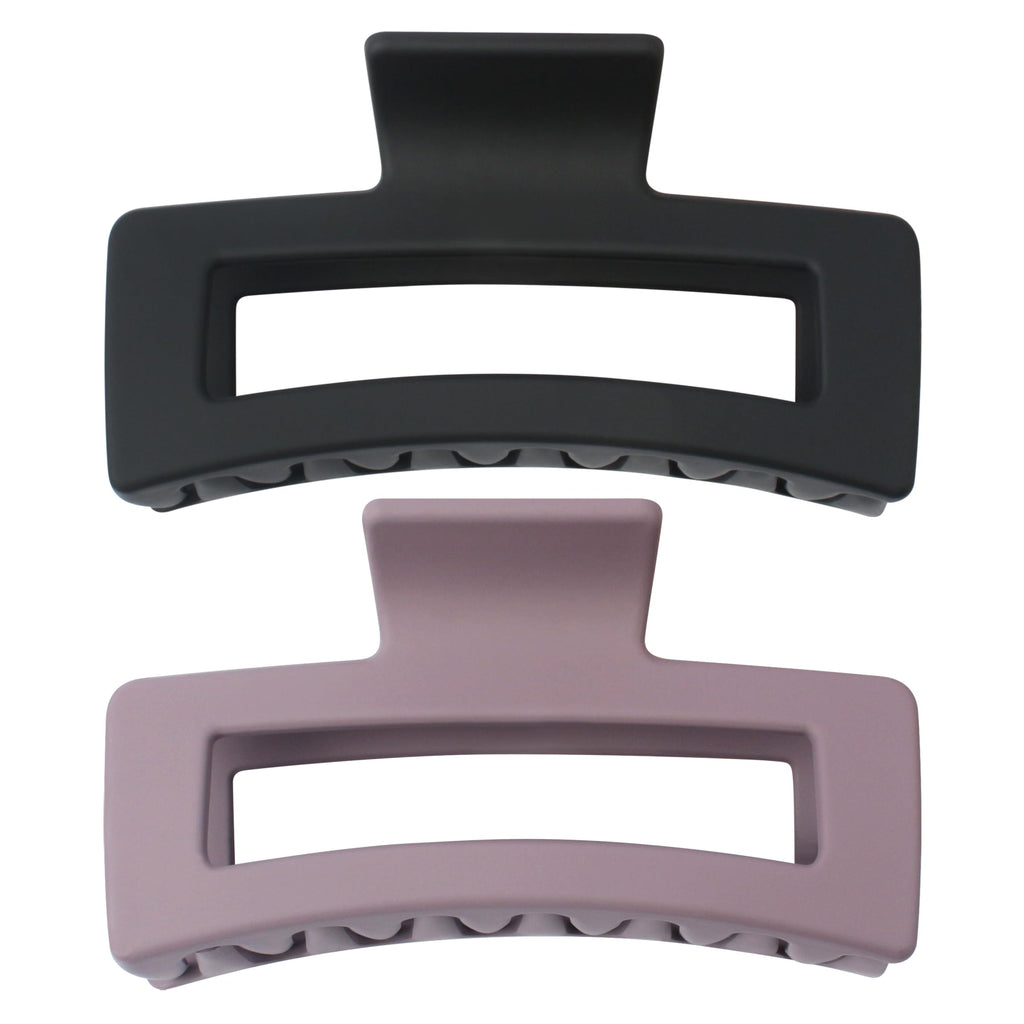 Qooocy Extra Large Claw Clips for Thick Hair, 2-Pack (Black & Purple)