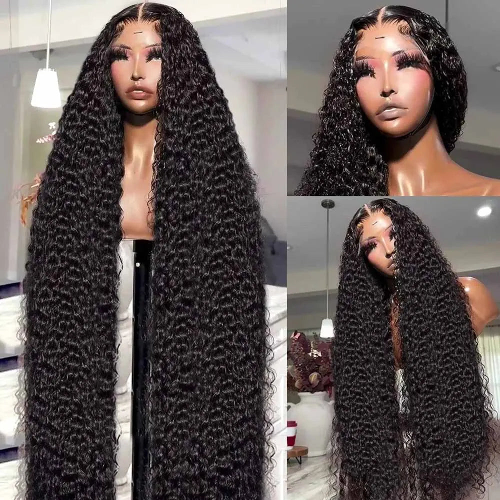 42 Inch Brazilian Virgin Human Hair Jerry Kinky Curly Wave 13x6 Lace Frontal Wigs Brazilian 13x4 Curly Wave Lace Front Human Hair Wigs For Women 250 Density