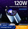 Retractable Car Charger 120W, USB & Type-C Fast Charging