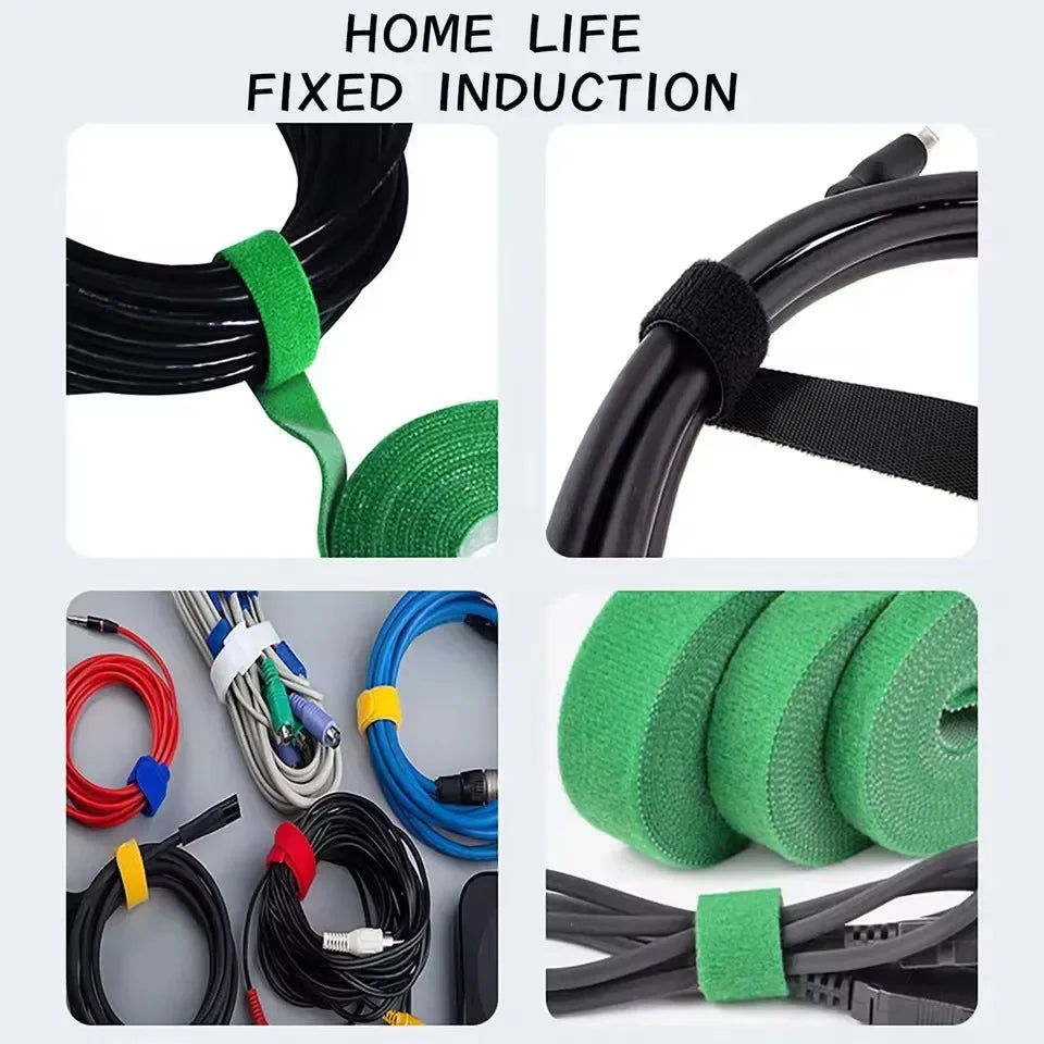 Self Adhesive Plant Nylon Cable Tie Green Adjustable Plants Hook Loop Support Garden Twine Bandage Reusable Fastener Tape Strips