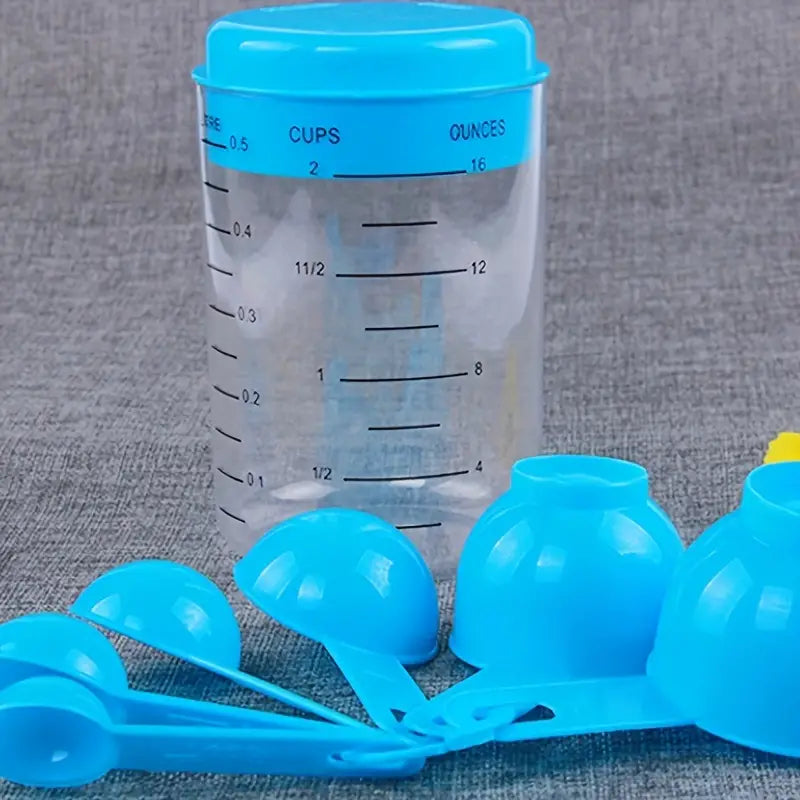 Colorful Plastic Measuring Cups and Spoons Kitchen Set