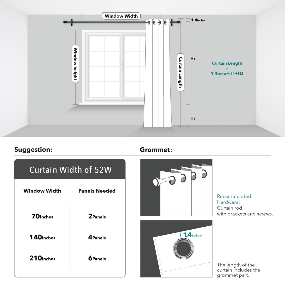Blackout Thermal Insulated Curtains, 2 Panels