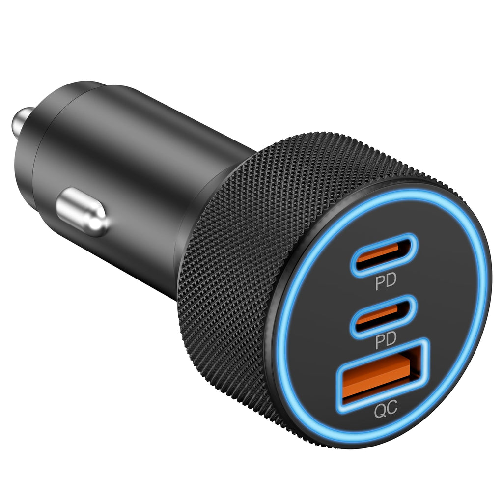 USB-C Car Charger 67W, 3-Port Dual USB-C & USB-A Fast Charging