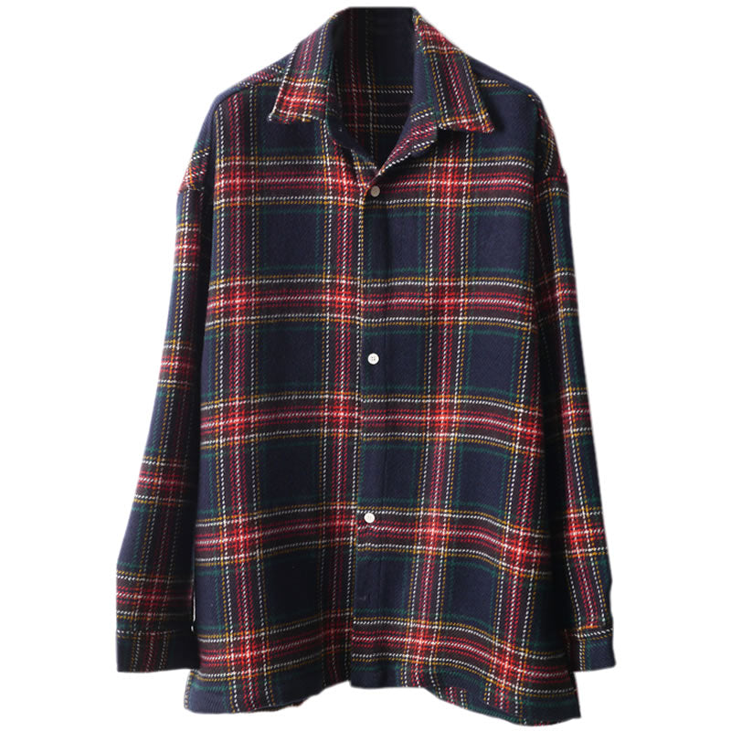 Men's Vintage Flannel Checkered Shirt - Red