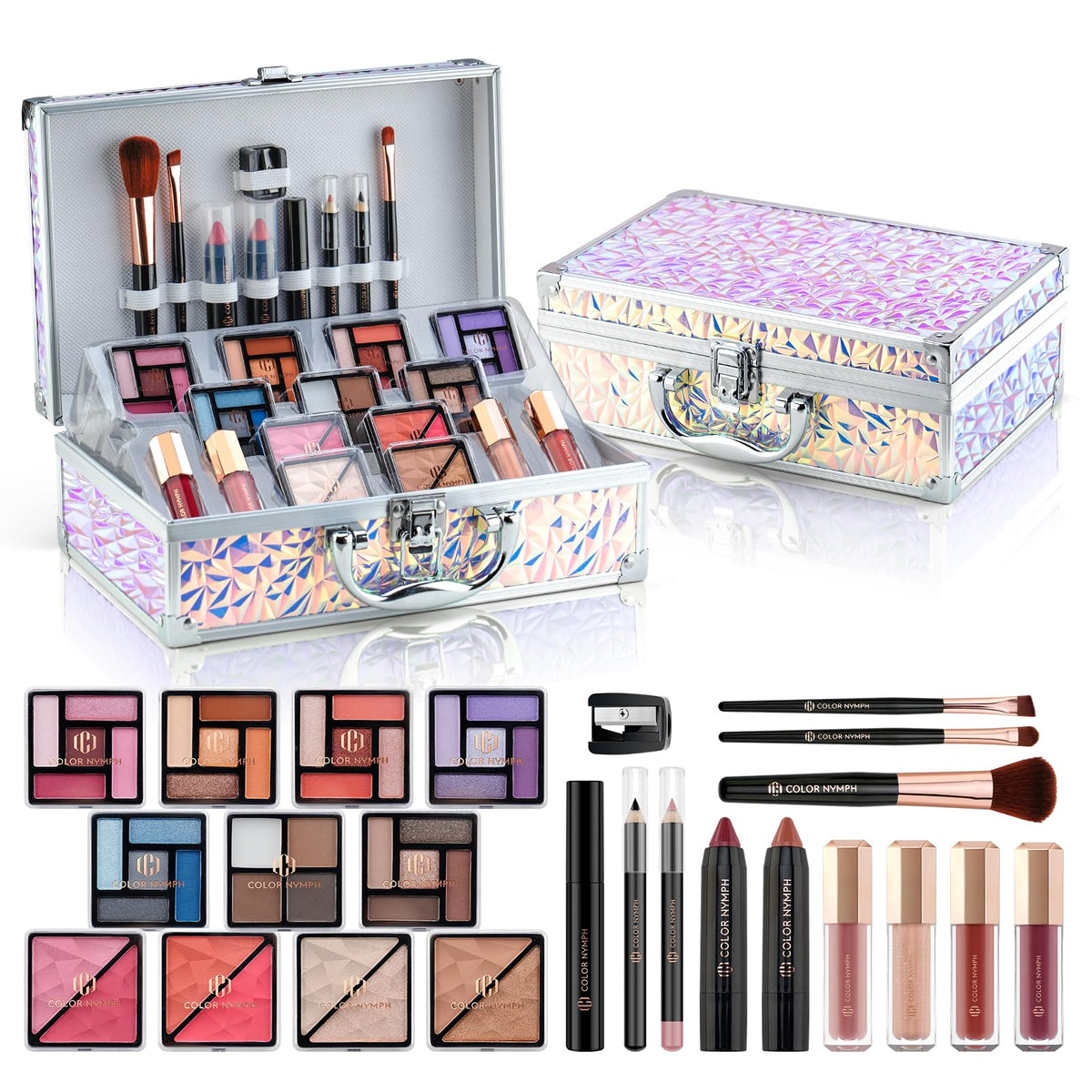 Complete Makeup Kit with Aluminum Travel Case - Dreamy Silver