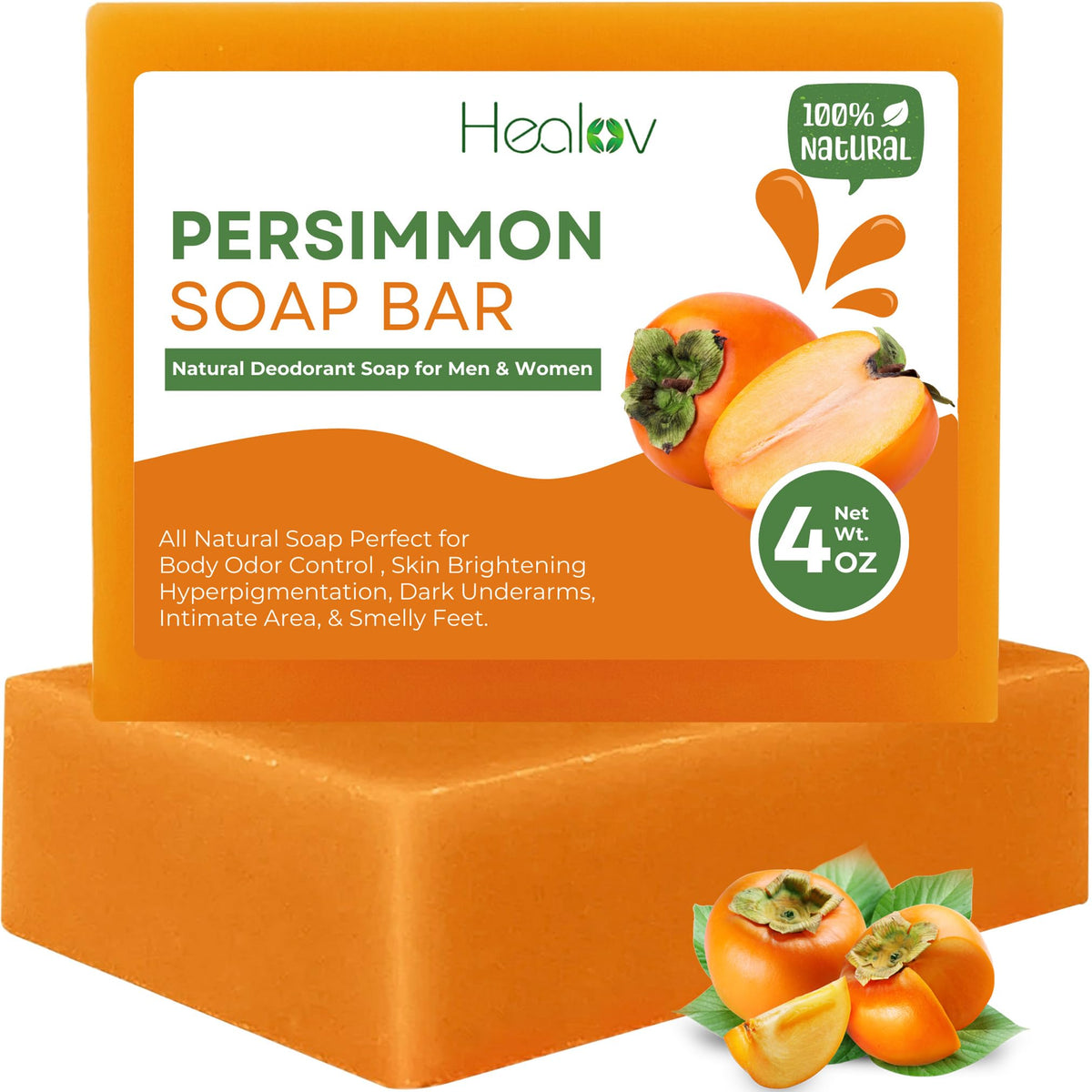 Persimmon Soap Bar for Body Odor Control – Purifying Deodorizing Face