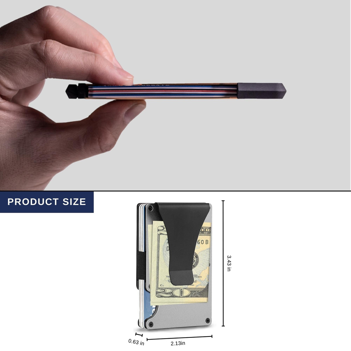 Carbon Fiber Minimalist RFID Wallet with Money Clip