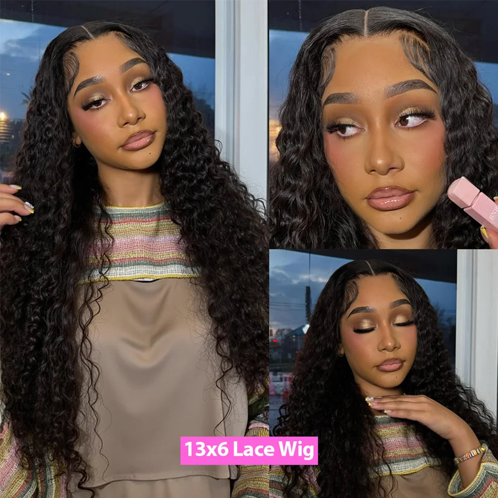 250 Density Deep Wave Wigs 13x6 HD Lace Front Human Hair Wig