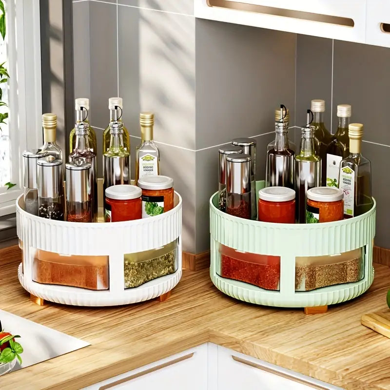Rotatable 360 Spice Rack and Storage Organizer